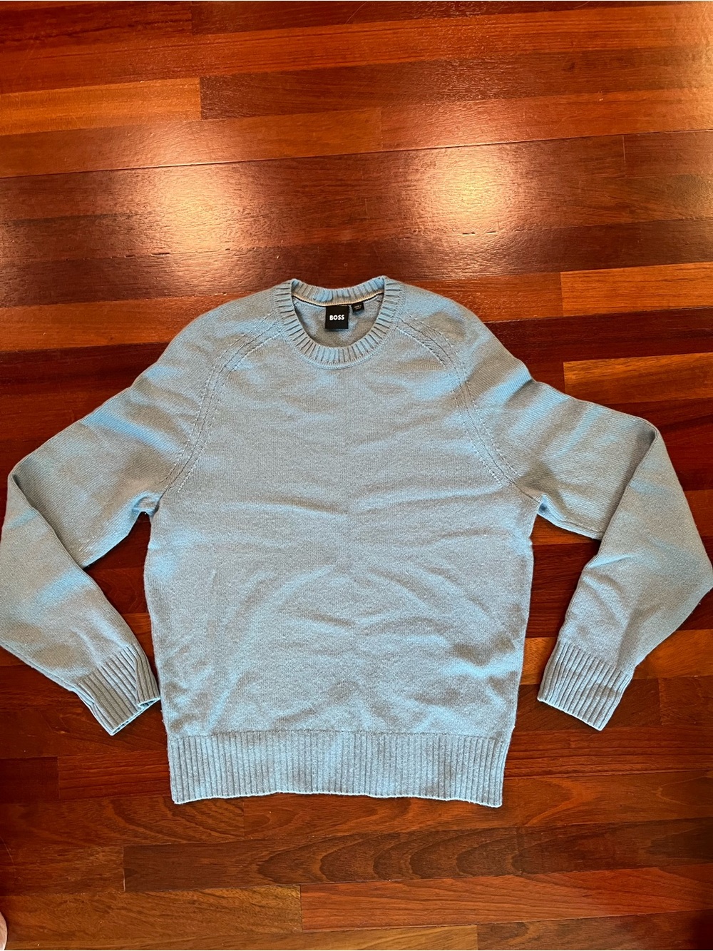 BOSS Sky Blue-Grey Cashmere Crewneck Sweater Sz Small